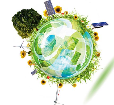 Um globo verde e sustentável