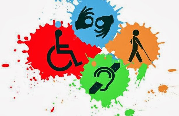 arte colorida com exemplos de pessoas com deficiência